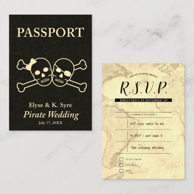 pirate wedding rsvp inserts (Front/Back)
