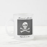 Pirate Wedding Souvenir Keepsake Mug<br><div class="desc">A jolly roger pirate flag adorns each side of this frosted mug along with your wedding date and the names of the bride and groom. Great souvenir or favour for the wedding party members. Simply type your info into the boxes under "personalize it" to make it your own! Available on...</div>