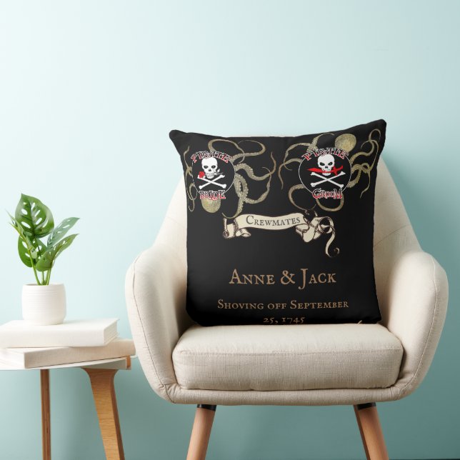 Pirate Wedding Throw Pillow (Chair)