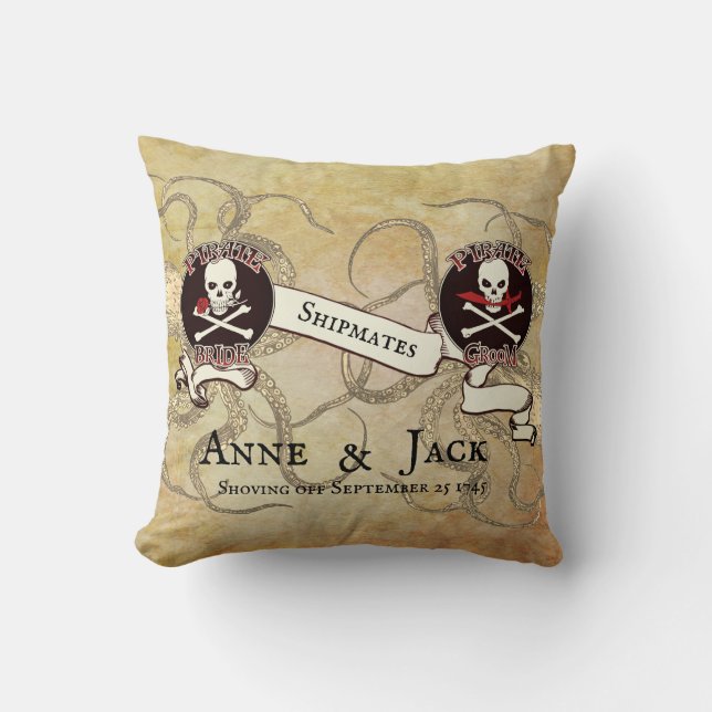 Pirate Wedding Throw Pillow (Front)