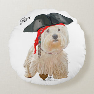 Pirate Westie Round Pillow