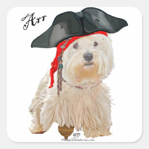 Pirate Westie Square Sticker