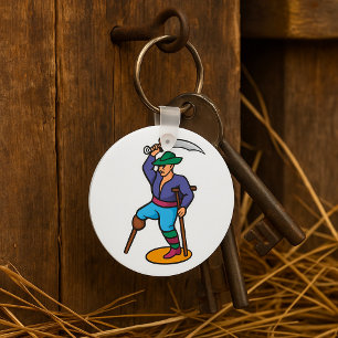 Pirate with Peg Leg and Sword Keychain