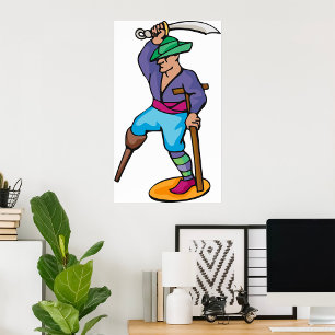 Pirate with Peg Leg and Sword Poster
