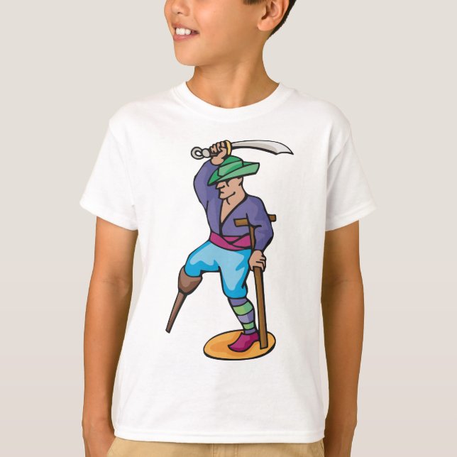 Pirate with Peg Leg and Sword T-Shirt (Front)