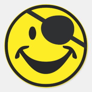 Pirate yellow + your backg. & ideas classic round sticker