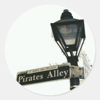 Pirate's Alley in Black & White Classic Round Sticker