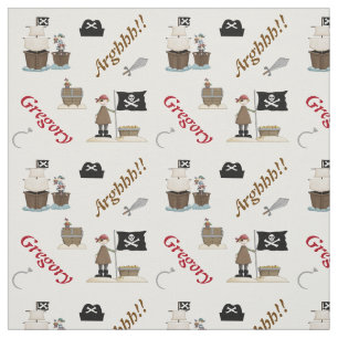 Pirates and pirate ship personalized with name fabric