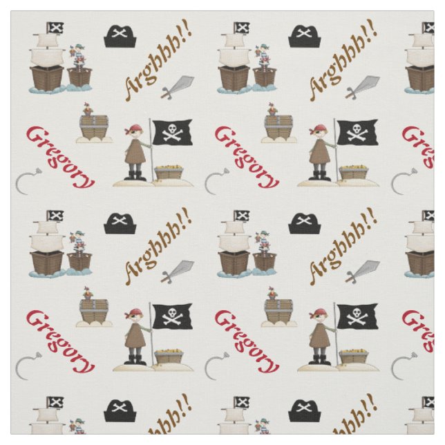 Pirates and pirate ship personalized with name fabric (Swatch)