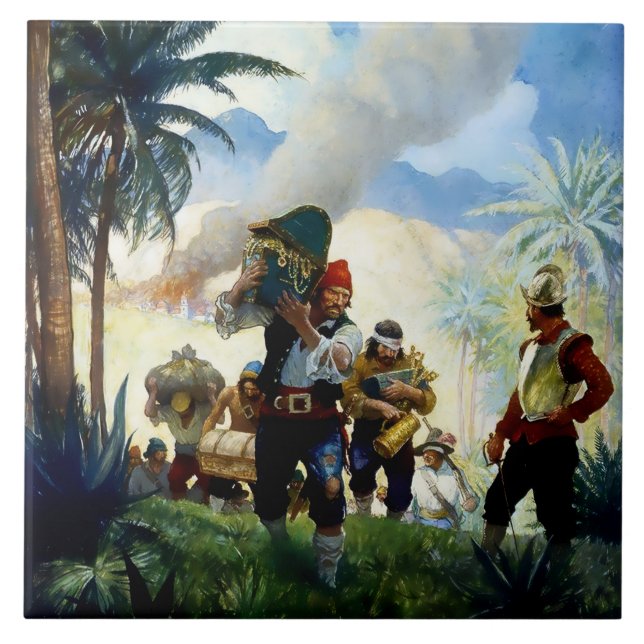 “Pirates and Plunder” by NC Wyeth Tile (Front)