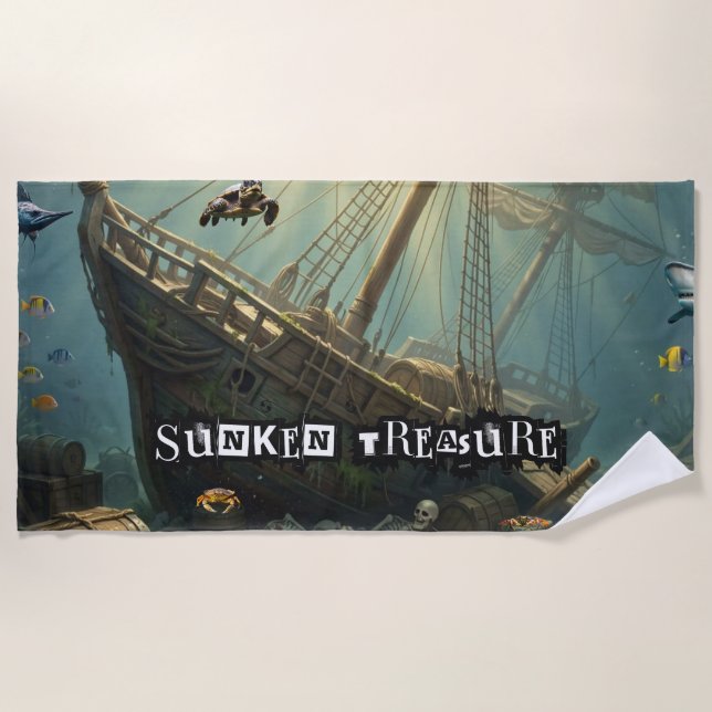 Pirates and  Ships Beach Towel (Front)