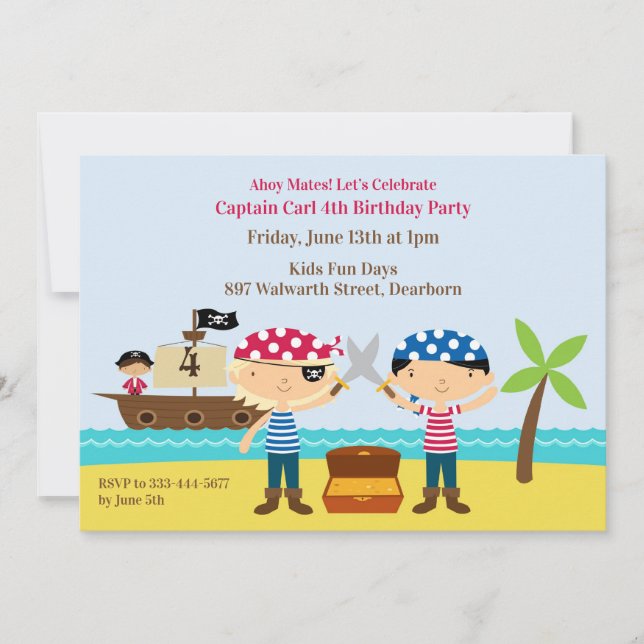 Pirates Anniversaire Fête Mates Invitation (Devant)
