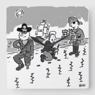 Pirates are Gardening Using a Wooden Leg. Funny Square Wall Clock