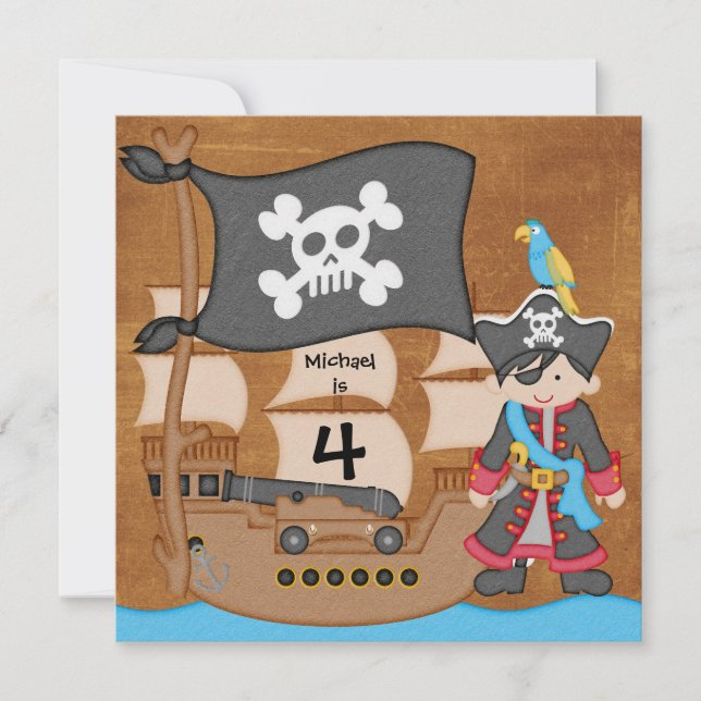 Pirates Boy Pirate Ship Anniversaire Invitations (Devant)