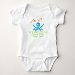 Pirates don't wear diapers skull and crossbones baby bodysuit