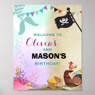Pirates et sirènes Affiche de bienvenue d'annivers