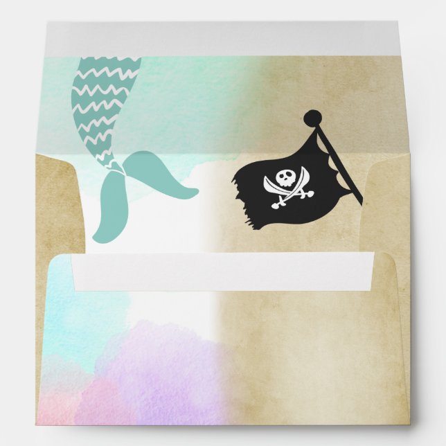 Pirates et sirènes Enveloppe fête d'anniversaire (Dos (Bas))