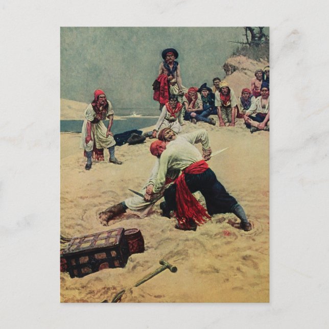 Pirates Fight Over Treasure Postcard (Front)
