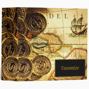 Pirates Gold Treasure Map 3-Ring Binder