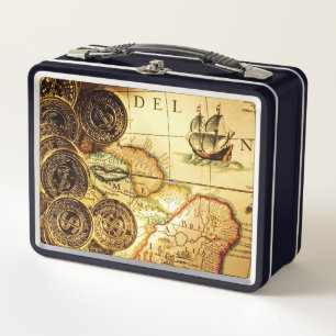 Pirate's Gold Treasure Map Metal Lunch Box