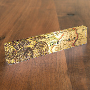 Pirates Gold Treasure Map Nameplate