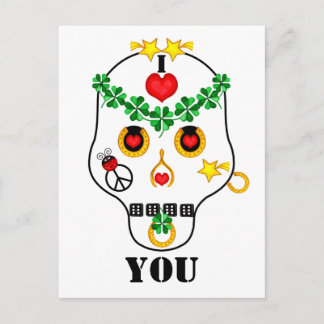 Pirates! I Love...Skull to Personalize Postcard