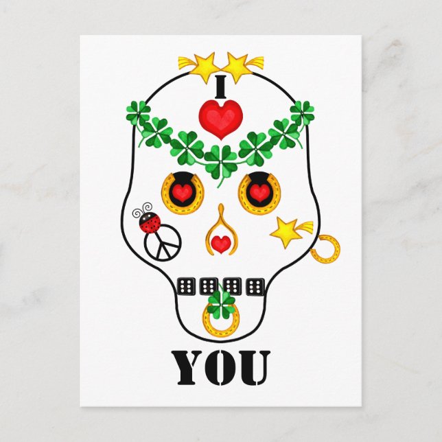 Pirates! I Love...Skull to Personalize Postcard (Front)