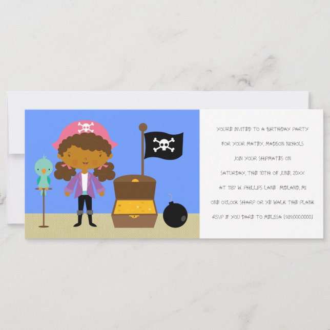 Pirates Invitations de fête d'anniversaire (pour l (Devant)