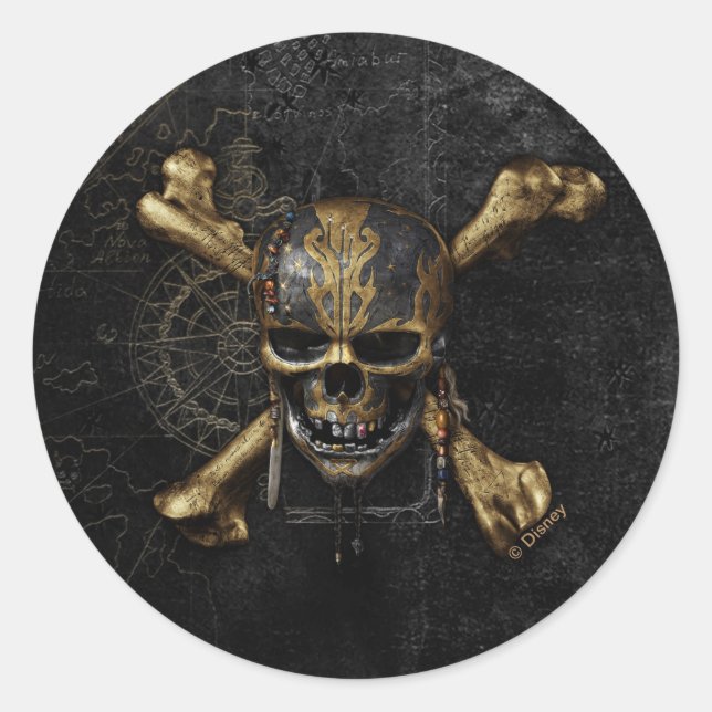 Pirates of the Caribbean Skull & Cross Bones Classic Round Sticker (Front)