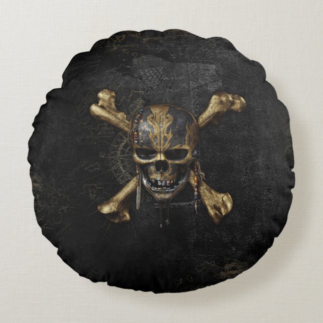 Pirates of the Caribbean Skull & Cross Bones Round Pillow (Front)