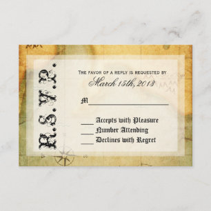 Pirates Party RSVP on Antique Map Card