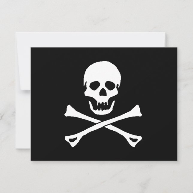 PIRATES PARTY THEME JOLLY ROGER FLAG INVITATION (Front)