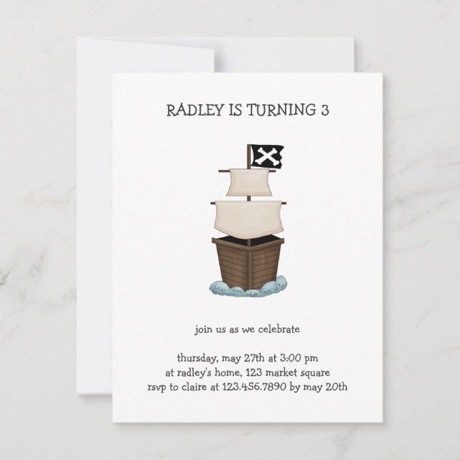 Pirates · Pirate Ship Invitation (Front)