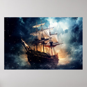 Pirates Ship Otherworldly Dimension Fantastic Art Poster