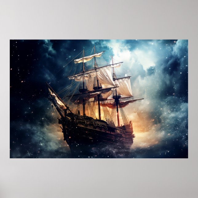 Pirates Ship Otherworldly Dimension Fantastic Art Poster (Front)