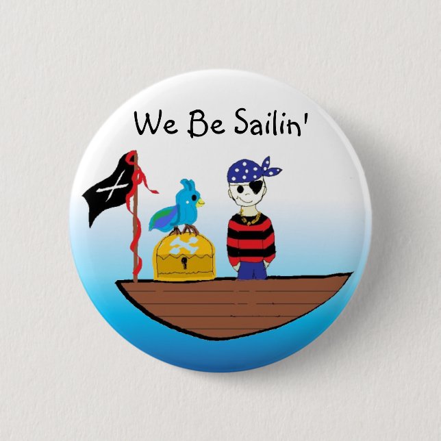 Pirates Ship With Treasure 2 Inch Round Button (Front)