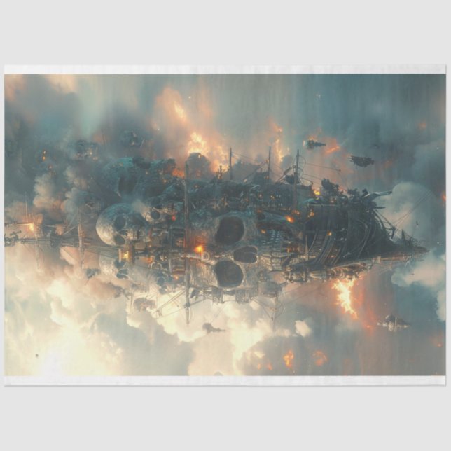 Pirates Skull Ship Flies Decoupage  Tissue Paper (Front)