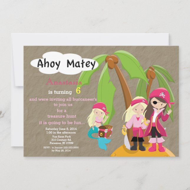 Pirates Treasure Hunt Birthday Invitation (Front)
