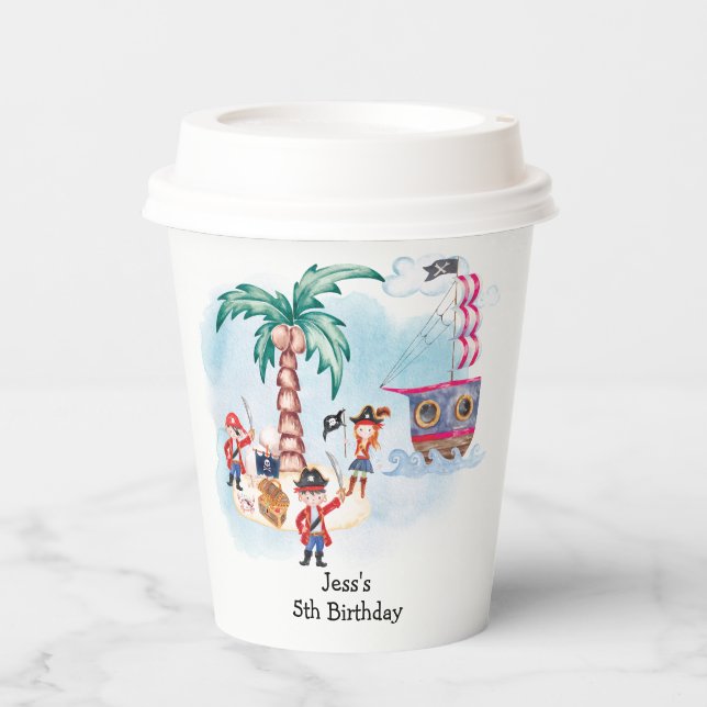 Pirates Treasure Hunt Map Kids Boy Birthday  Paper Cups (Front)