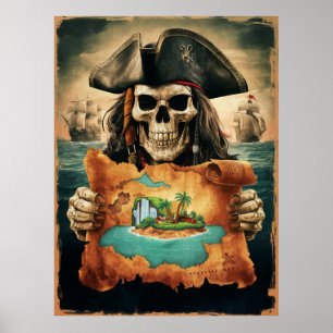 Pirate's Treasure Map Poster