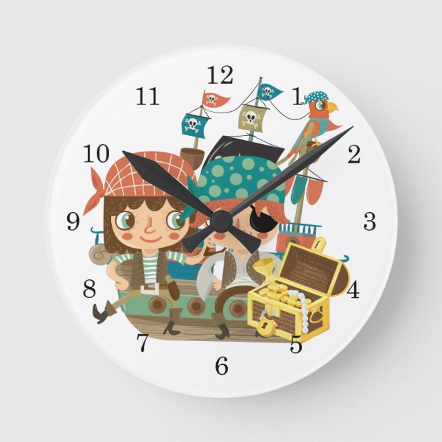 Pirates With Treasure Round Clock (Front)