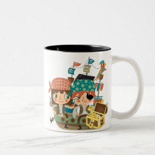Pirates With Treasure Two-Tone Coffee Mug