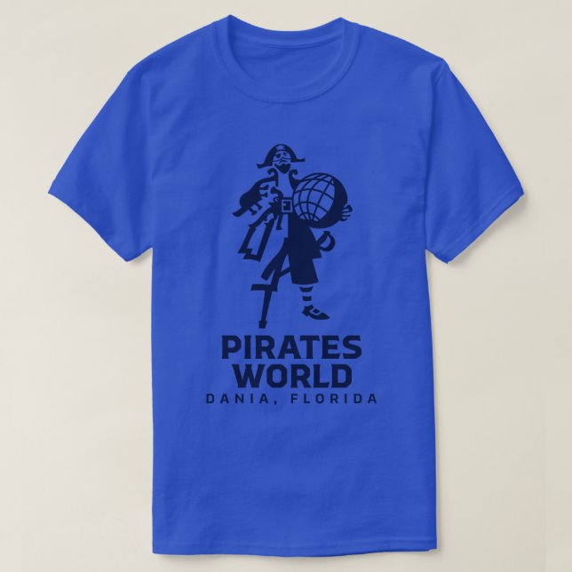 Pirates World Classic Wordmark Blue T-Shirt (Design Front)