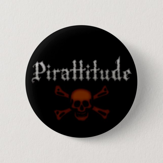 Pirattitude Blood Jolly Roger 2 Inch Round Button (Front)