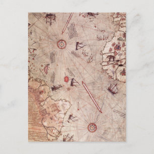 Piri Reis Old World Map Postcard