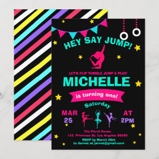 Pirouette Cute Ballerina Gymnastics Girls Birthday Invitation