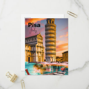 Pisa Italy Travel Postcard, Pisa Travel Art Postca Invitation Postcard