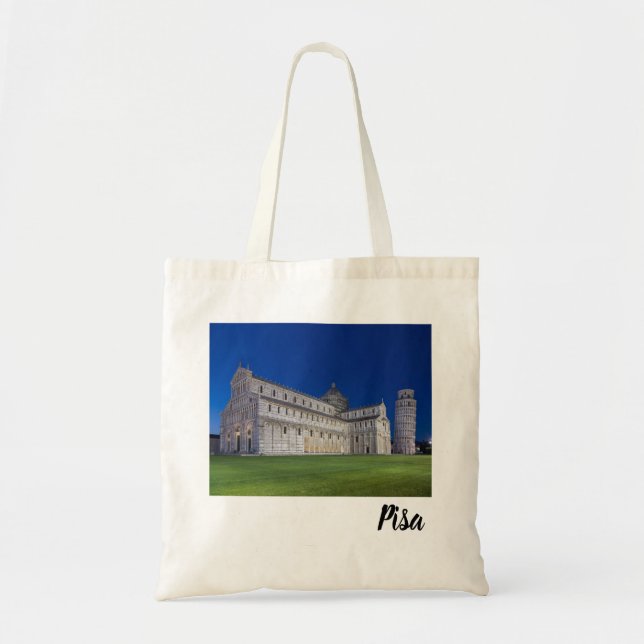 Pisa Leaning Tower Night Panorama Italy Gift Tote Bag (Front)