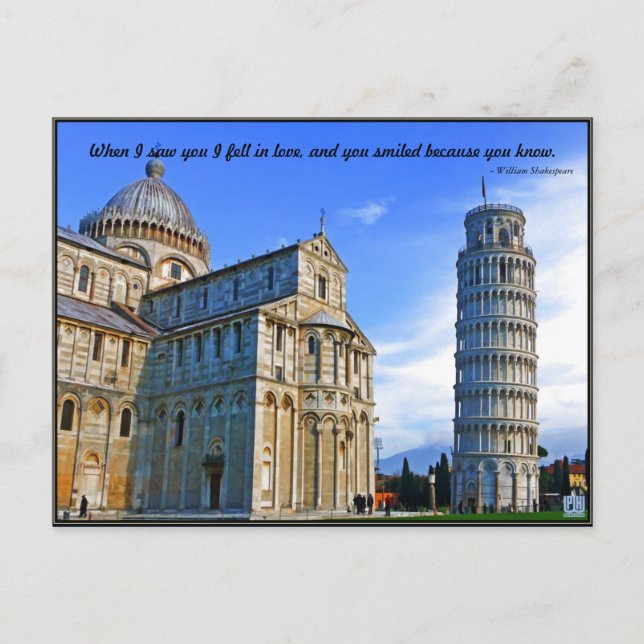 Pisa The Leaning Tower with Love Quote Postcard (Front)