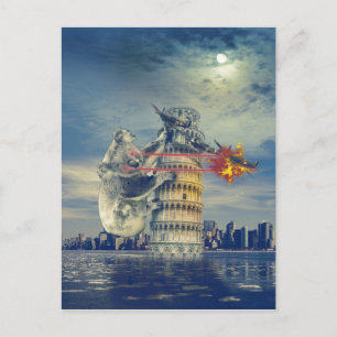 Pisa Tower Koala Bear Funny Postcard
